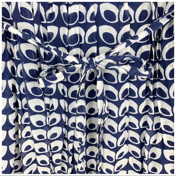 Aqua Blue/White Sheer Print Boho Babydoll Dress - Picture 7 of 16